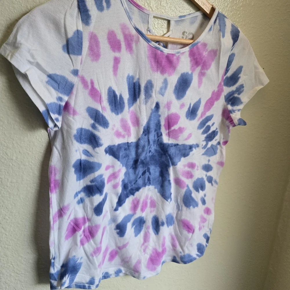 SO Tie-Dye Crisscross Back Design Star Shirt Girls XL (14-16)